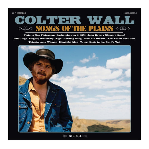 Album cover of 'Songs of the Plains' by Colter Wall with a person in a cowboy hat and jacket against a landscape.