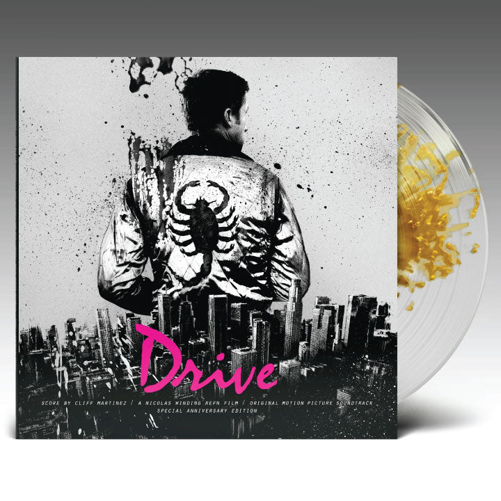 Drive soundtrack cover, clear with gold vinyl peaking out