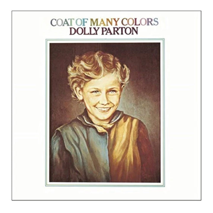 Album cover of 'Coat of Many Colors' by Dolly Parton featuring a portrait of a young boy.