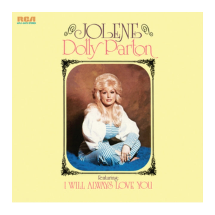 Album cover of 'Joleen' by Dolly Parton featuring a portrait of Dolly Parton on a yellow background.