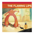 painting of a girl accosting a pink robot. kanji, and them 'the flaming lips' text