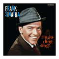 Frank Sinatra album cover for 'Ring-a-ding-ding!' featuring a smiling portrait of Sinatra in a fedora hat and suit against a black background, with the title in orange script and 'FRANK SINATRA' in large blue and white text.