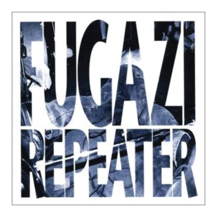 Album cover with 'Fugazi Repeater' text in stylized font on a blue and black abstract background.