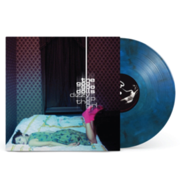 blue record, girl lying on bed