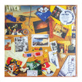 Memorable moments collage with various items and photos on a cork board.