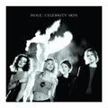 Hole - Celebrity Skin album cover featuring the band members in black and white against a dark background with a bright white flame-like graphic.