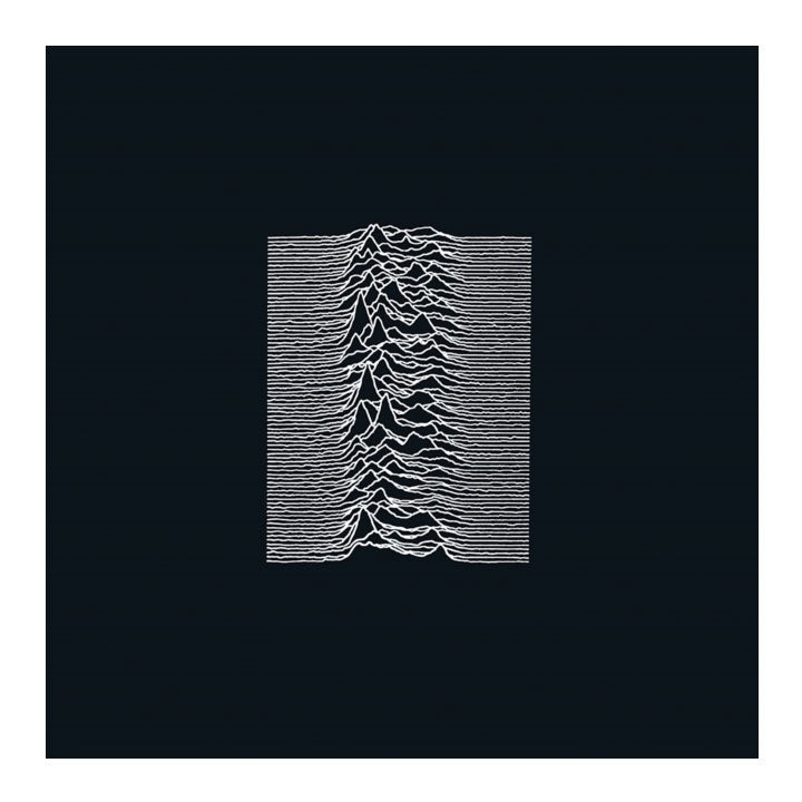 Album cover with abstract white line design on a black background