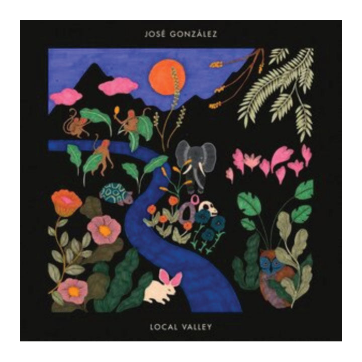 Album cover with colorful illustrations of animals and nature, featuring the text 'José González' and 'Local Valley'.