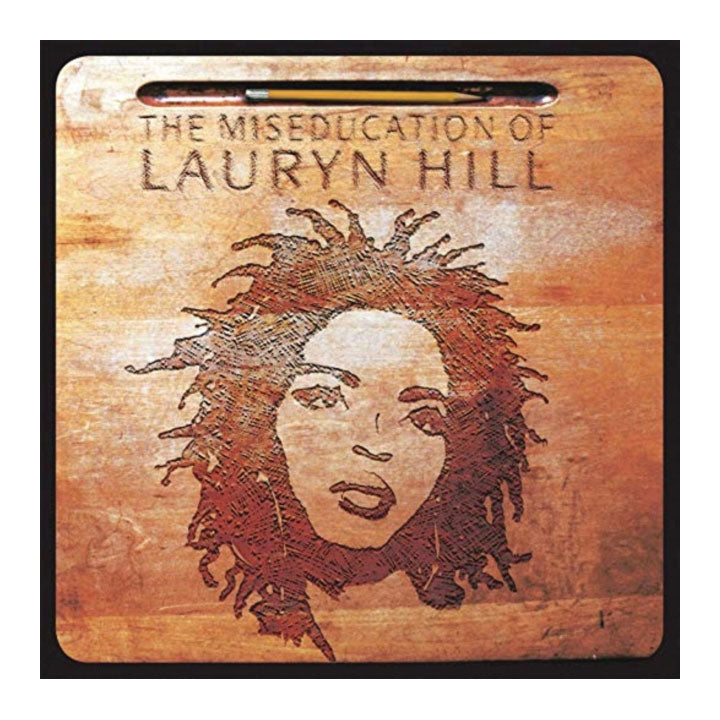 A square wooden plaque or coaster featuring a laser-burned portrait of Lauryn Hill with the text 'THE MISEDUCATION OF LAURYN HILL' at the top, shown against a plain white background.