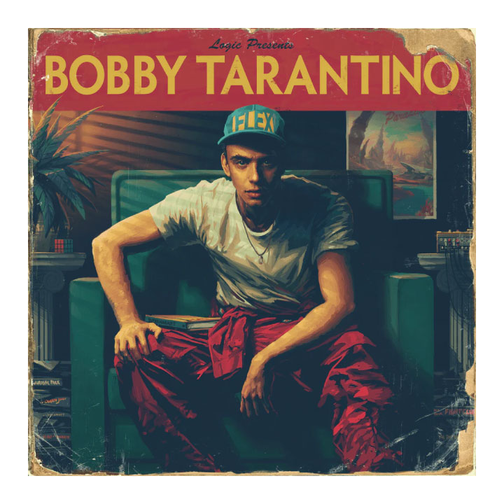 picturre of young ma sitting. text Logic Presents Bobby Tarantino