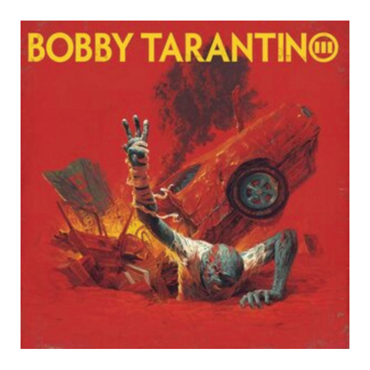 Album cover with a hand reaching up from a body on a red background, featuring the text 'Bobby Tarantino'.
