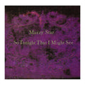 Album cover for Mazzy Star's 'So Tonight That I Might See', featuring a dark purple and black background with ornate filigree patterns and light green text.