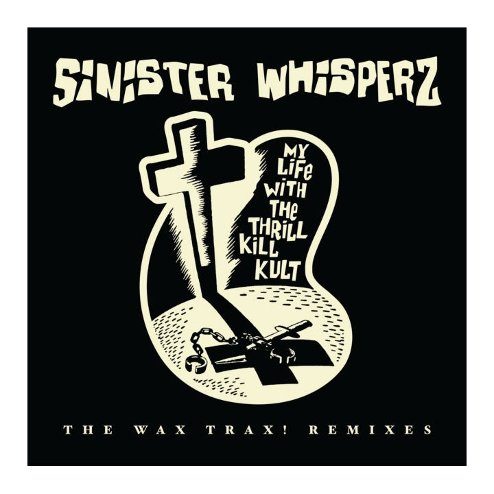 Album cover for 'Sinister Whisperz' featuring a cross and text on a black background