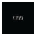 Black field with word NIRVANA in gray