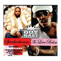 Album cover for Outkast's 'Speakerboxxx/The Love Below' with two members and album title.
