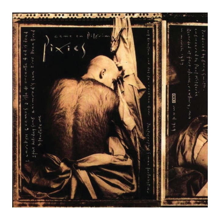 man with hairy back in sepia tone. pixies come on pilgrim album cover