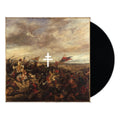 album with black vinyl peaking out. Classical scene and a cross on front