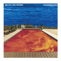 Album cover of 'Californication' by Red Hot Chili Peppers featuring a pool with fiery design and blue sky.