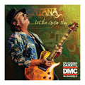 Album cover featuring a person playing guitar with 'Santana' and 'Let the Guitar Play' text on a colorful background.