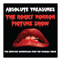 Square album cover for 'The Rocky Horror Picture Show' soundtrack, featuring dripping white and red text on a black background with a large pair of glossy red lips at the bottom.