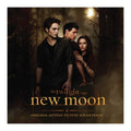 Album cover for 'The Twilight Saga: New Moon' original motion picture soundtrack featuring three characters in a forest setting.