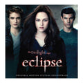 Album cover for 'The Twilight Saga Eclipse' original motion picture soundtrack featuring three characters.