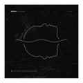 black square with line drawing silhouette of two faces