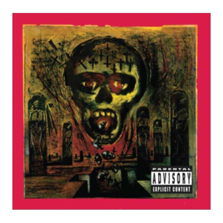 Album cover with a stylized skull design and 'Parental Advisory' label on a red border.