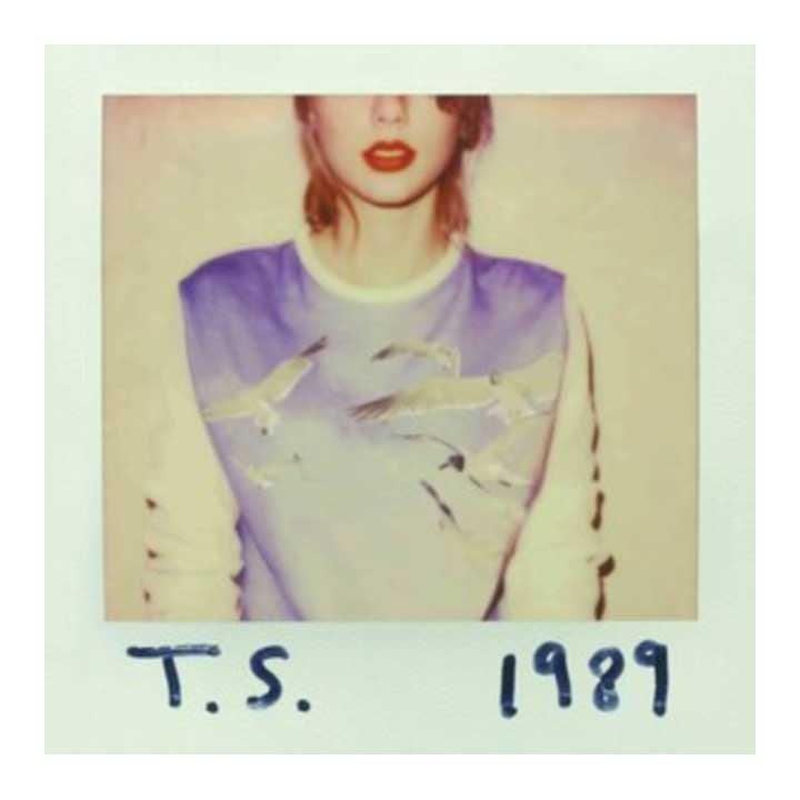 Polaroid-style photo of a person wearing a graphic t-shirt with 'T.S. 1989' text.