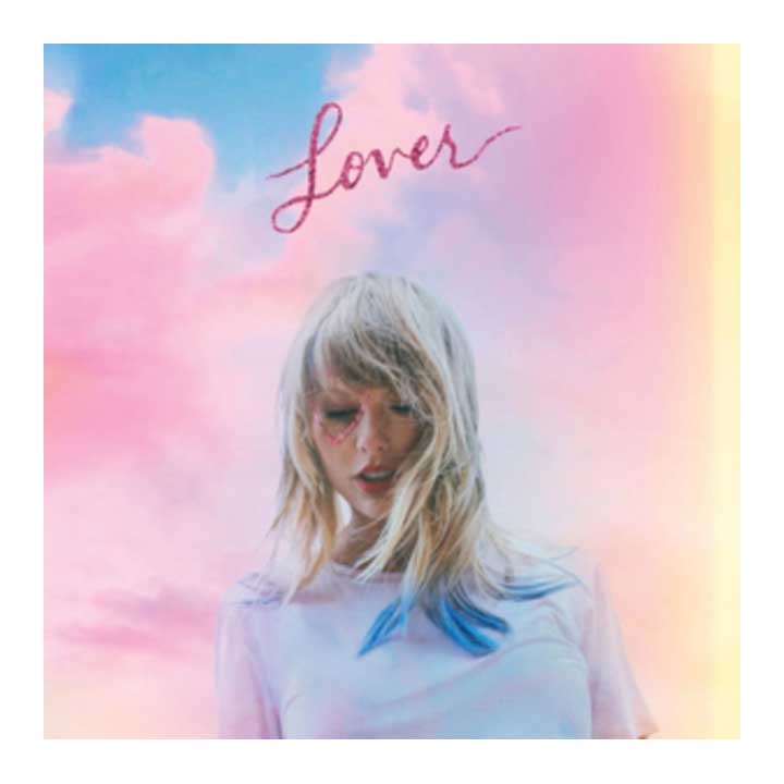 taylor swift with pink cloud background. word over written on top