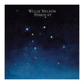 Square album cover for Willie Nelson's 'Stardust' featuring a dark blue and black starry night sky illustration with the artist and title text at the top.