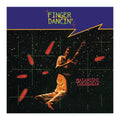 Vinyl Record cover for 'Finger Dancin'' by Masayoshi Taganaka, featuring a stylized illustration of a dancer floating in space with red streaks against a starry black background and a purple header.